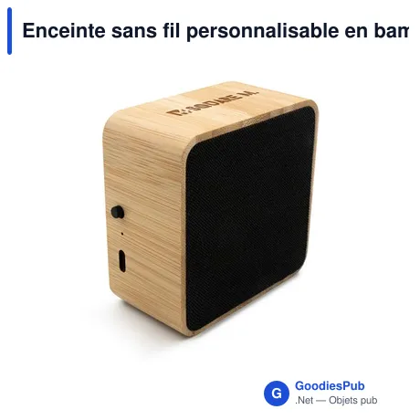 Enceinte sans fil personnalisable en bambou avec logo | Androwe