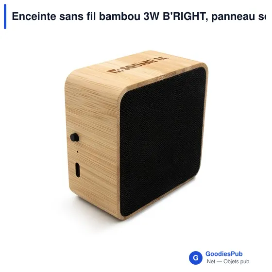 Enceinte sans fil personnalisable en bambou avec logo | Androwe - Image 1