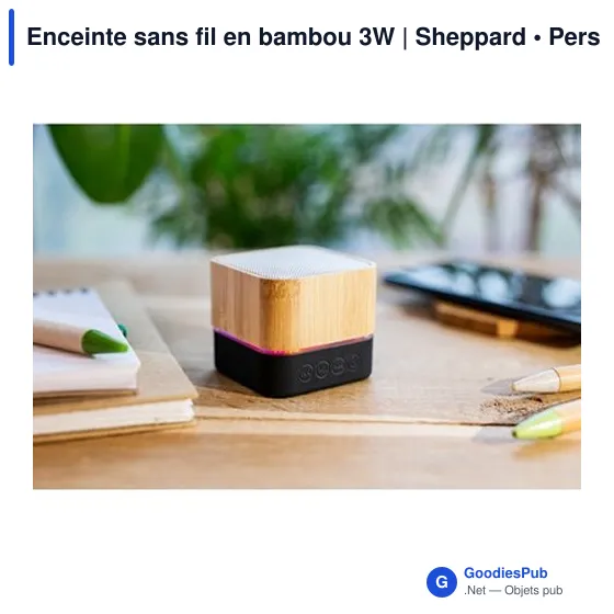 Enceinte sans fil personnalisable en bambou 3W avec logo | Sheppard - Image 4
