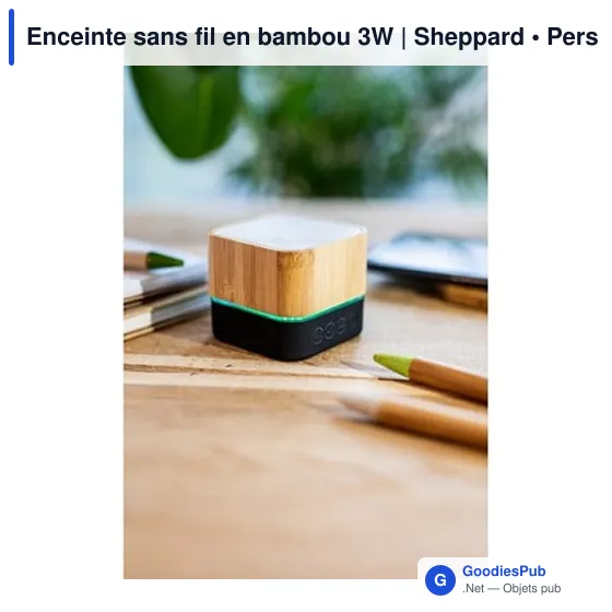 Enceinte sans fil personnalisable en bambou 3W avec logo | Sheppard - Image 5