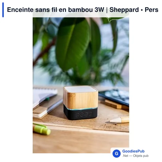 Enceinte sans fil personnalisable en bambou 3W avec logo | Sheppard - Image 6