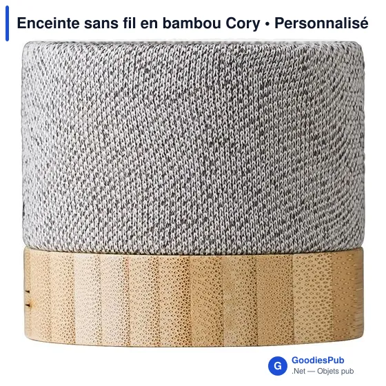 Enceinte sans fil personnalisable en bambou avec logo - Cory - Image 1