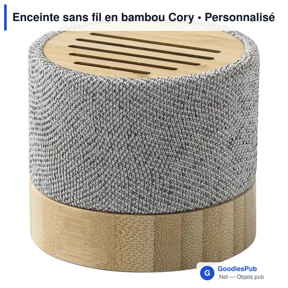 Enceinte sans fil personnalisable en bambou avec logo - Cory - Image 2