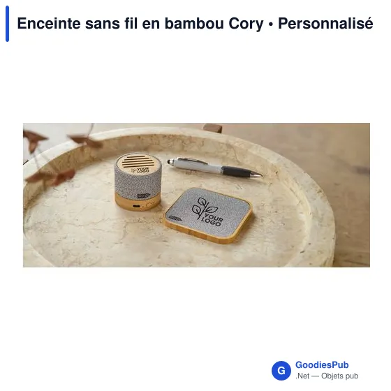 Enceinte sans fil personnalisable en bambou avec logo - Cory - Image 6