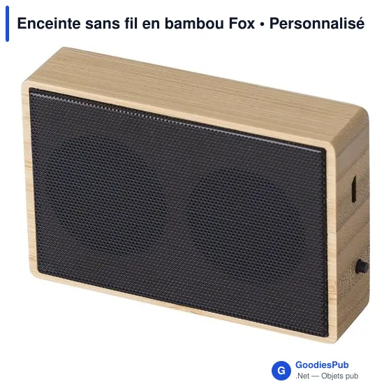 Enceinte sans fil personnalisable en bambou avec logo - Fox - Image 2
