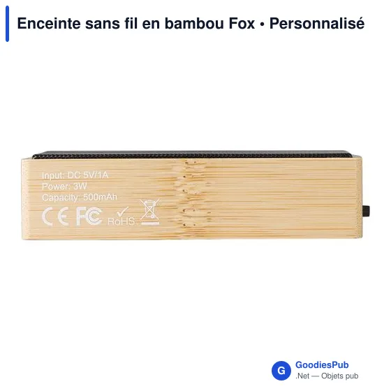 Enceinte sans fil personnalisable en bambou avec logo - Fox - Image 4