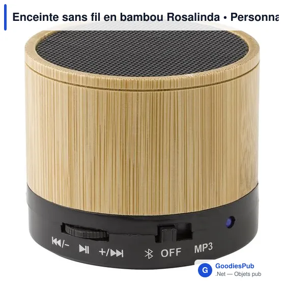Enceinte sans fil personnalisable en bambou avec logo - Rosalinda - Image 2