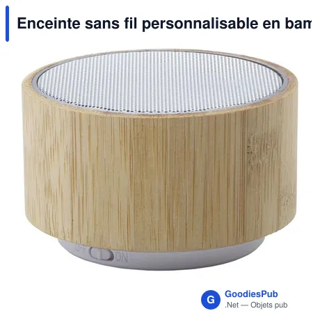 Enceinte sans fil personnalisable en bambou avec logo - Sharon