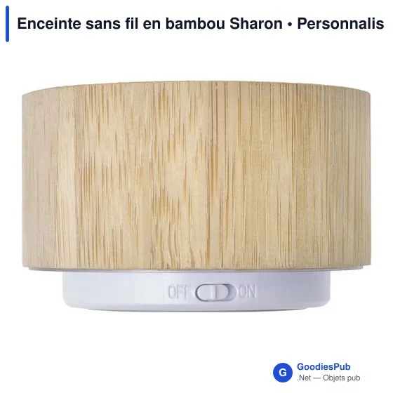 Enceinte sans fil personnalisable en bambou avec logo - Sharon - Image 2