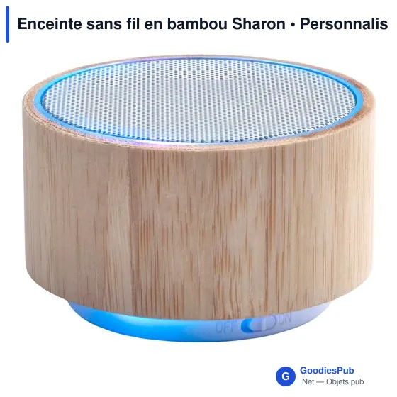 Enceinte sans fil personnalisable en bambou avec logo - Sharon - Image 3