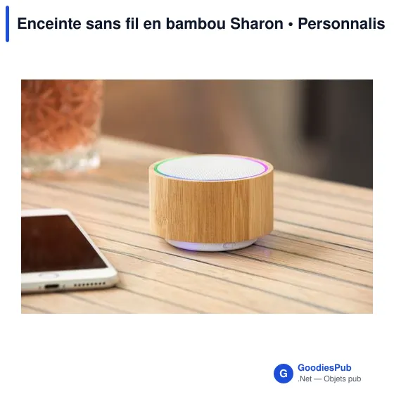 Enceinte sans fil personnalisable en bambou avec logo - Sharon - Image 4