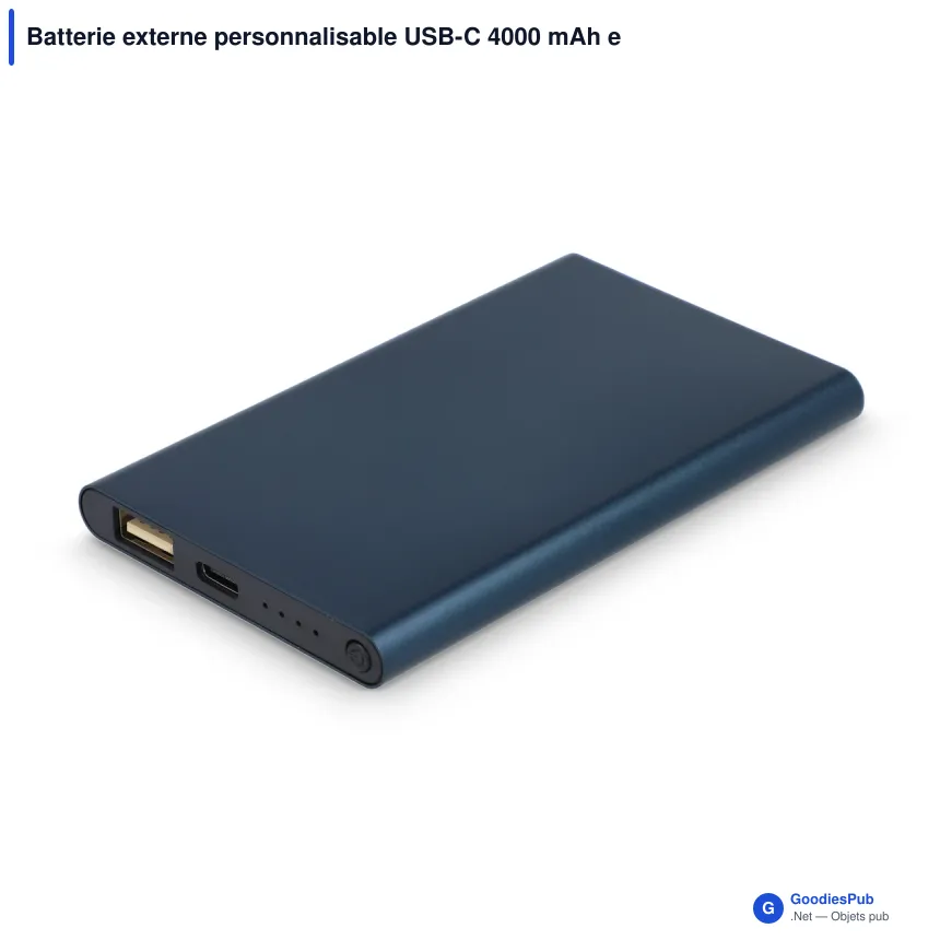 Batterie externe personnalisable USB-C 4000 mAh en aluminium recyclé avec logo - Enera - Image 3