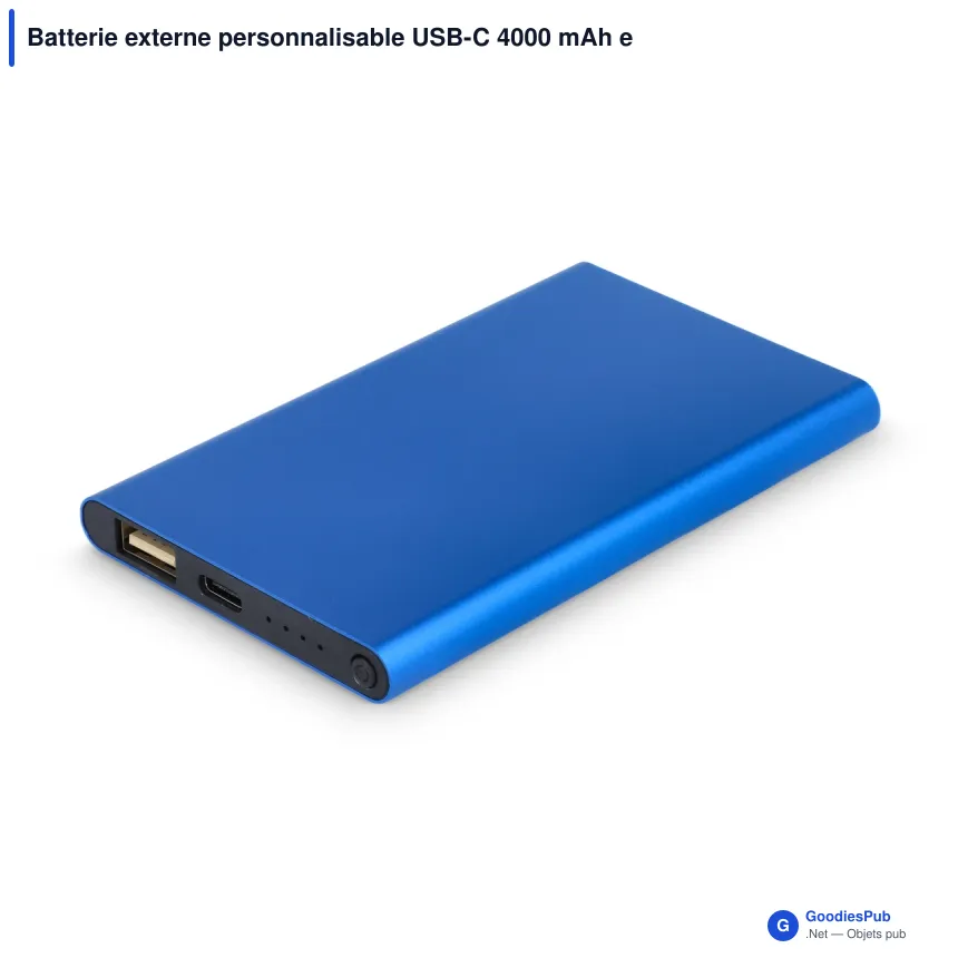 Batterie externe personnalisable USB-C 4000 mAh en aluminium recyclé avec logo - Enera - Image 4