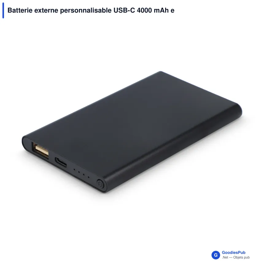 Batterie externe personnalisable USB-C 4000 mAh en aluminium recyclé avec logo - Enera - Image 6