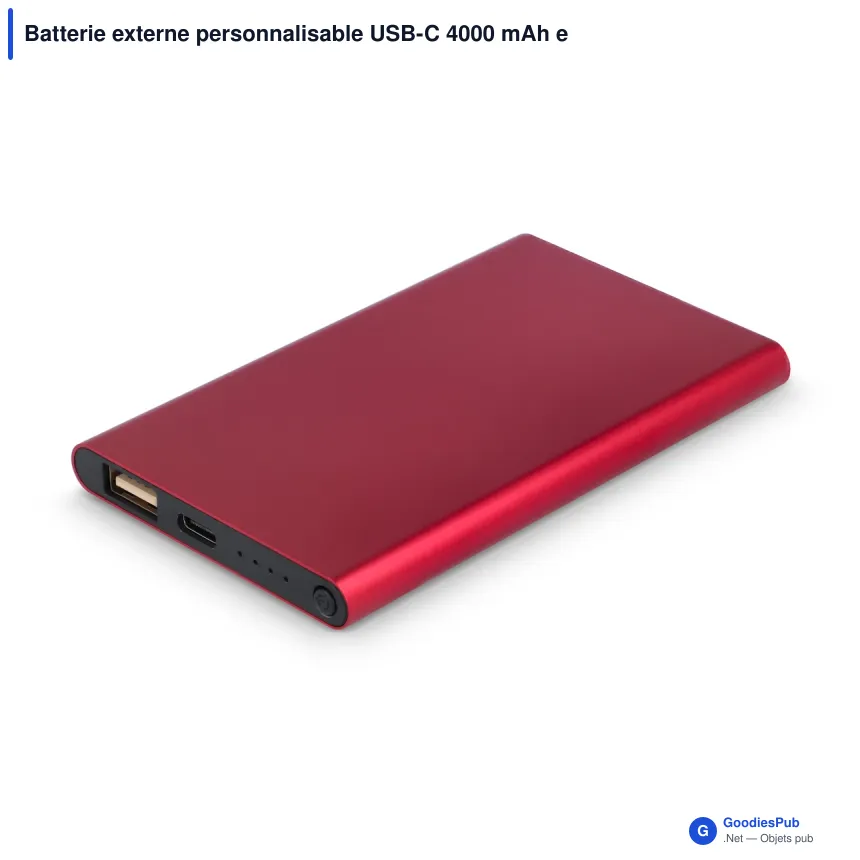 Batterie externe personnalisable USB-C 4000 mAh en aluminium recyclé avec logo - Enera - Image 7