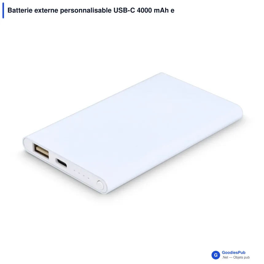 Batterie externe personnalisable USB-C 4000 mAh en aluminium recyclé avec logo - Enera - Image 8