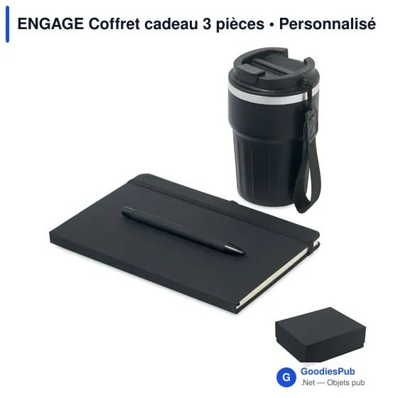 Coffret cadeau 3 pièces personnalisable avec logo - ENGAGE - Image 1