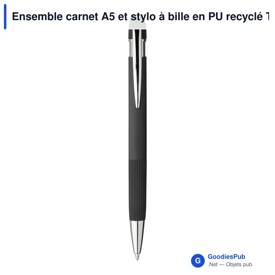 Ensemble carnet A5 et stylo à bille en PU recyclé Tarek - Image 2