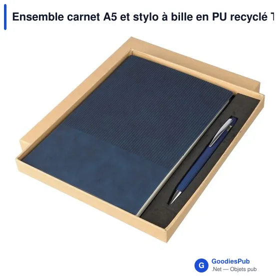 Ensemble carnet A5 et stylo à bille en PU recyclé Tarek - Image 11