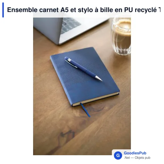 Ensemble carnet A5 et stylo à bille en PU recyclé Tarek - Image 12