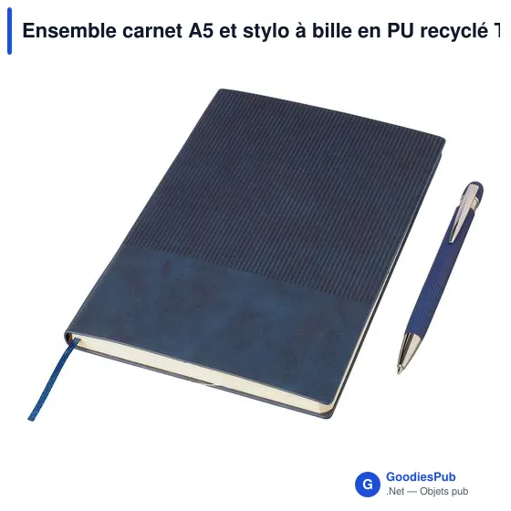 Ensemble carnet A5 et stylo à bille en PU recyclé Tarek - Image 3