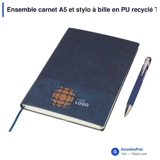 Ensemble carnet A5 et stylo à bille en PU recyclé Tarek - Image 4