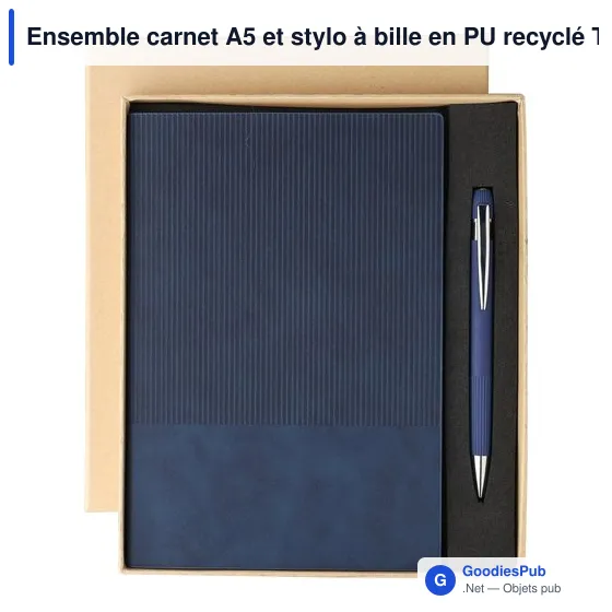 Ensemble carnet A5 et stylo à bille en PU recyclé Tarek - Image 5