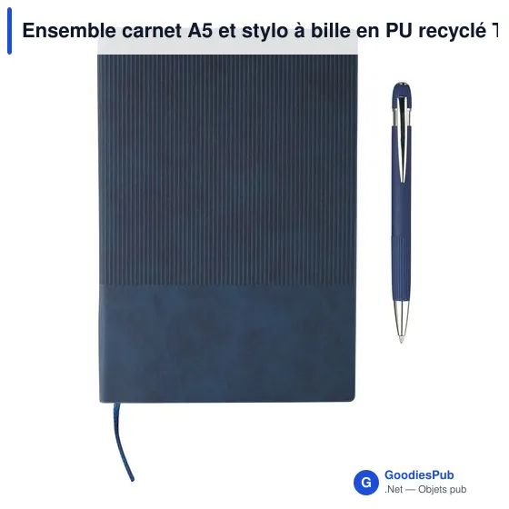 Ensemble carnet A5 et stylo à bille en PU recyclé Tarek - Image 6