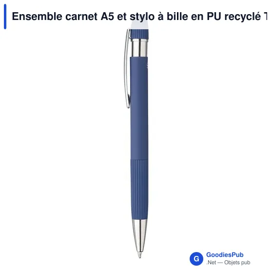 Ensemble carnet A5 et stylo à bille en PU recyclé Tarek - Image 7