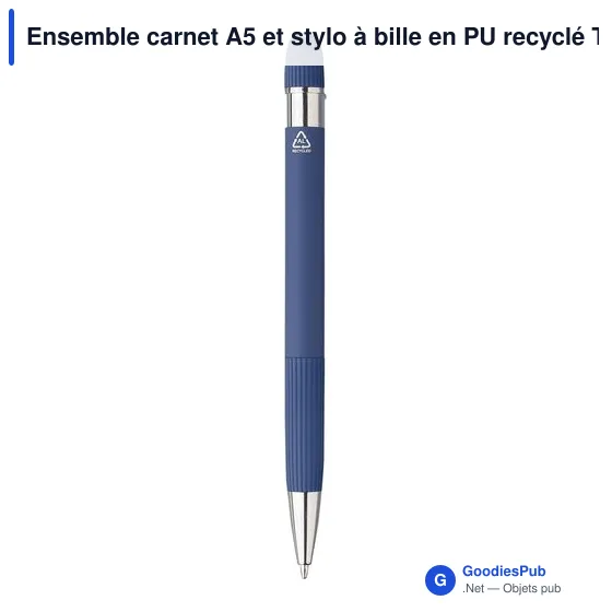 Ensemble carnet A5 et stylo à bille en PU recyclé Tarek - Image 8