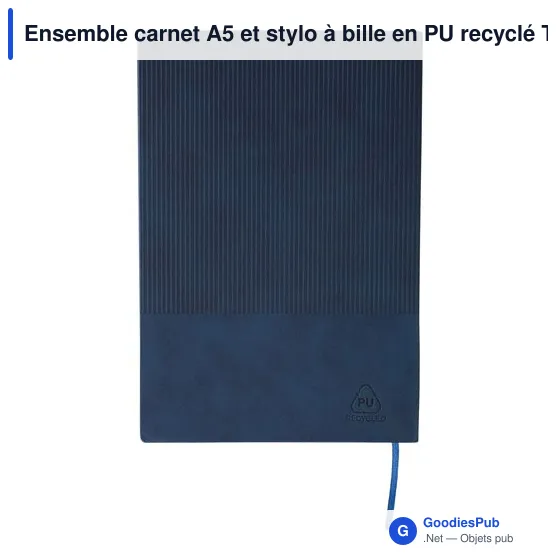Ensemble carnet A5 et stylo à bille en PU recyclé Tarek - Image 9
