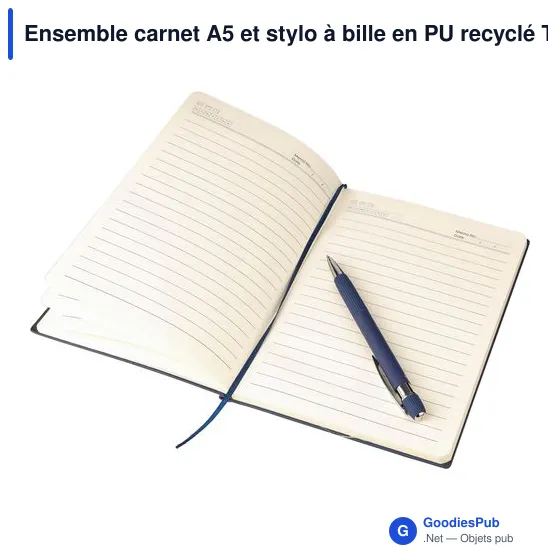 Ensemble carnet A5 et stylo à bille en PU recyclé Tarek - Image 10