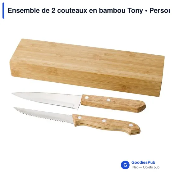 Ensemble de couteaux personnalisables en bambou avec logo - Tony - Image 2
