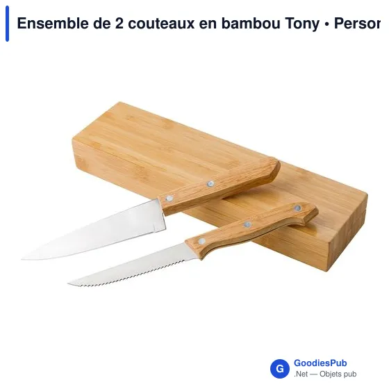 Ensemble de couteaux personnalisables en bambou avec logo - Tony - Image 3