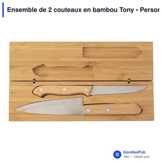 Ensemble de couteaux personnalisables en bambou avec logo - Tony - Image 4