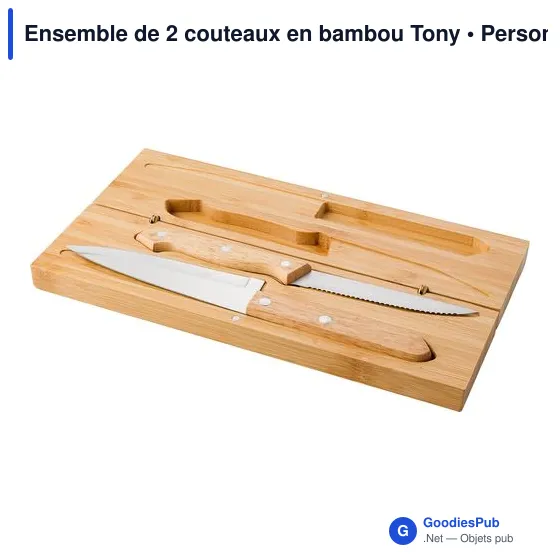 Ensemble de couteaux personnalisables en bambou avec logo - Tony - Image 5