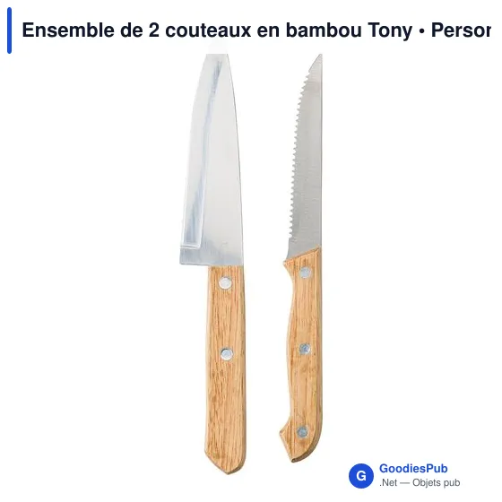 Ensemble de couteaux personnalisables en bambou avec logo - Tony - Image 6