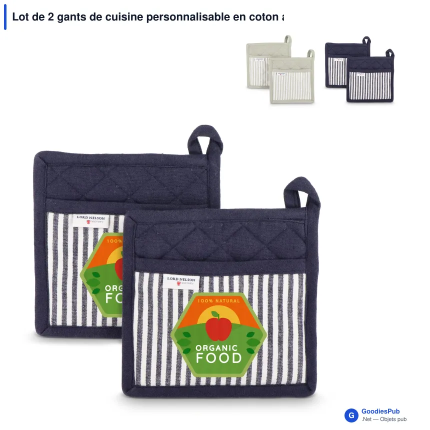 Lot de 2 gants de cuisine personnalisable en coton avec logo - Lord Nelson Victory - Image 1