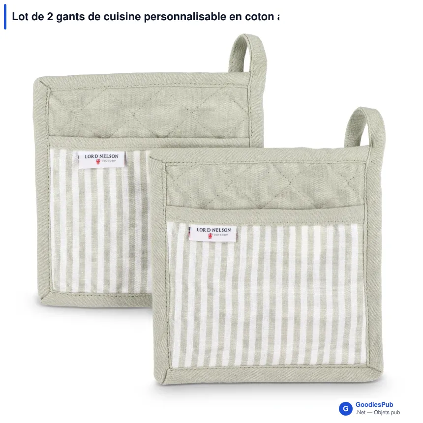 Lot de 2 gants de cuisine personnalisable en coton avec logo - Lord Nelson Victory - Image 2