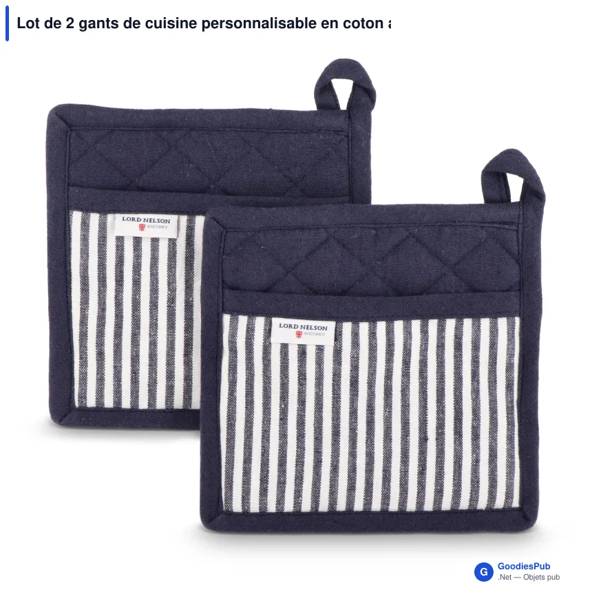 Lot de 2 gants de cuisine personnalisable en coton avec logo - Lord Nelson Victory - Image 3