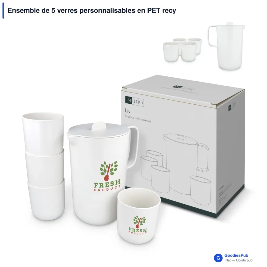 Ensemble de 5 verres personnalisables en PET recyclé avec logo - InSideOut Liv - Image 1