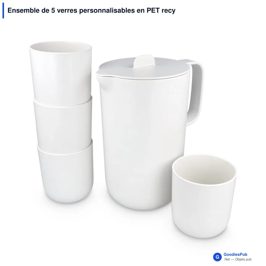 Ensemble de 5 verres personnalisables en PET recyclé avec logo - InSideOut Liv - Image 2