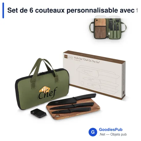 Set de 6 couteaux personnalisable avec trousse de transport - InSideOut Chef on the Go