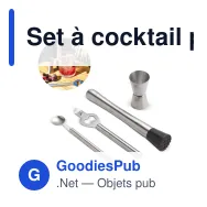 Set à cocktail personnalisable en acier inoxydable avec logo - Argent - Miniature 1