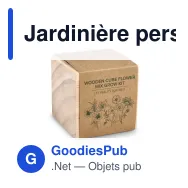 Jardinière personnalisable en bois de pin FSC avec logo - Mélange de fleurs - Miniature 2