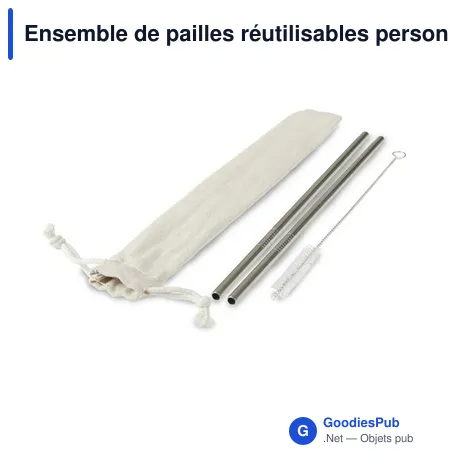 Ensemble de pailles réutilisables personnalisables avec logo - Monim