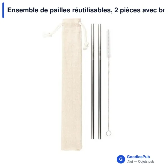 Ensemble de pailles réutilisables personnalisables avec logo - Monim - Image 3
