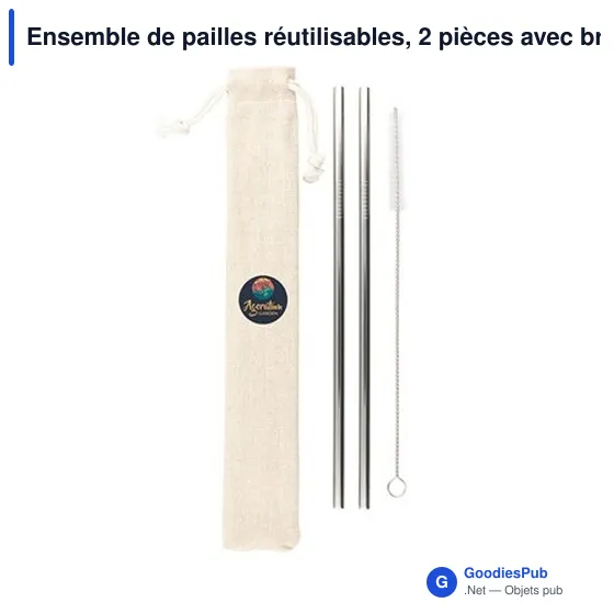 Ensemble de pailles réutilisables personnalisables avec logo - Monim - Image 7