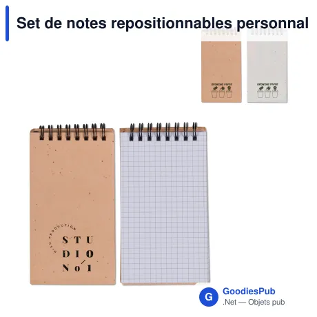 Set de notes repositionnables personnalisable en papier semences avec logo - Bio