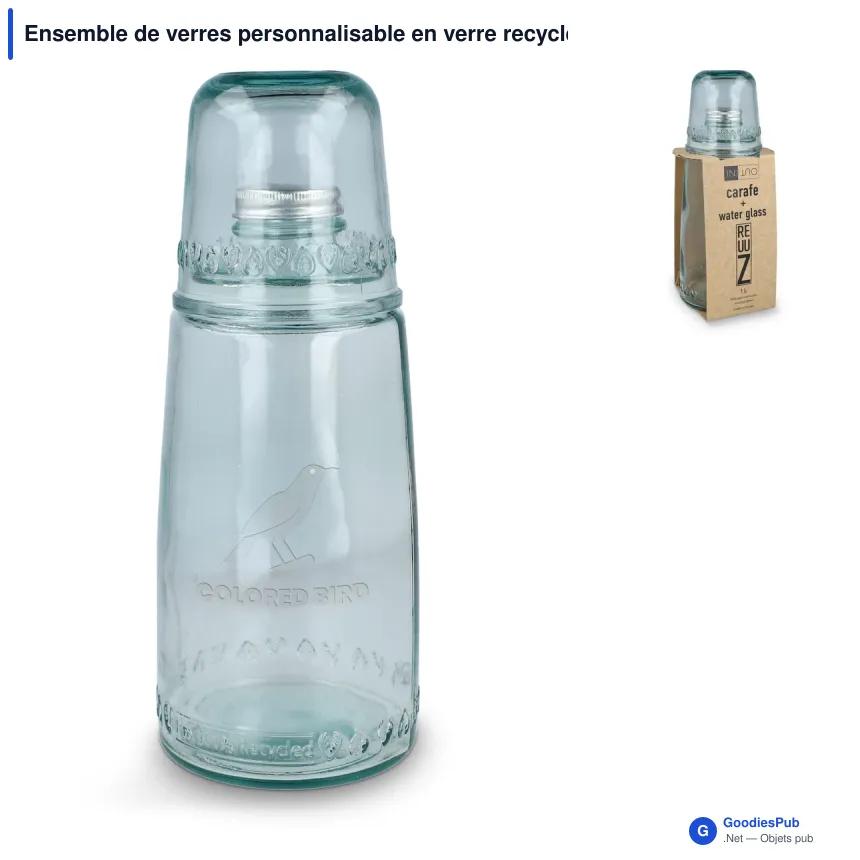Ensemble de verres personnalisable en verre recyclé 1 L avec logo - InSideOut ReuuZ - Image 1